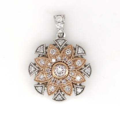 White/Rose Gold Fancy Pink Diamond Decorative Drop Pendant