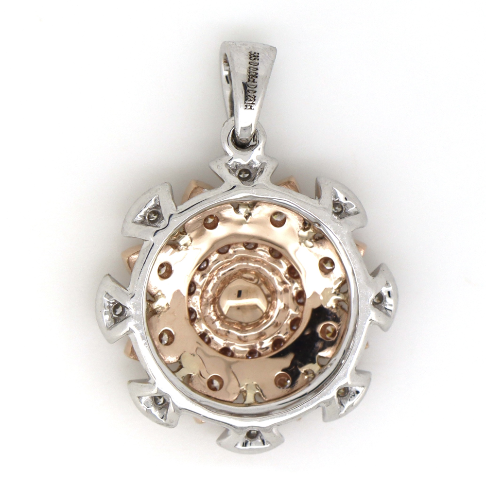White/Rose Gold Fancy Pink Diamond Decorative Drop Pendant