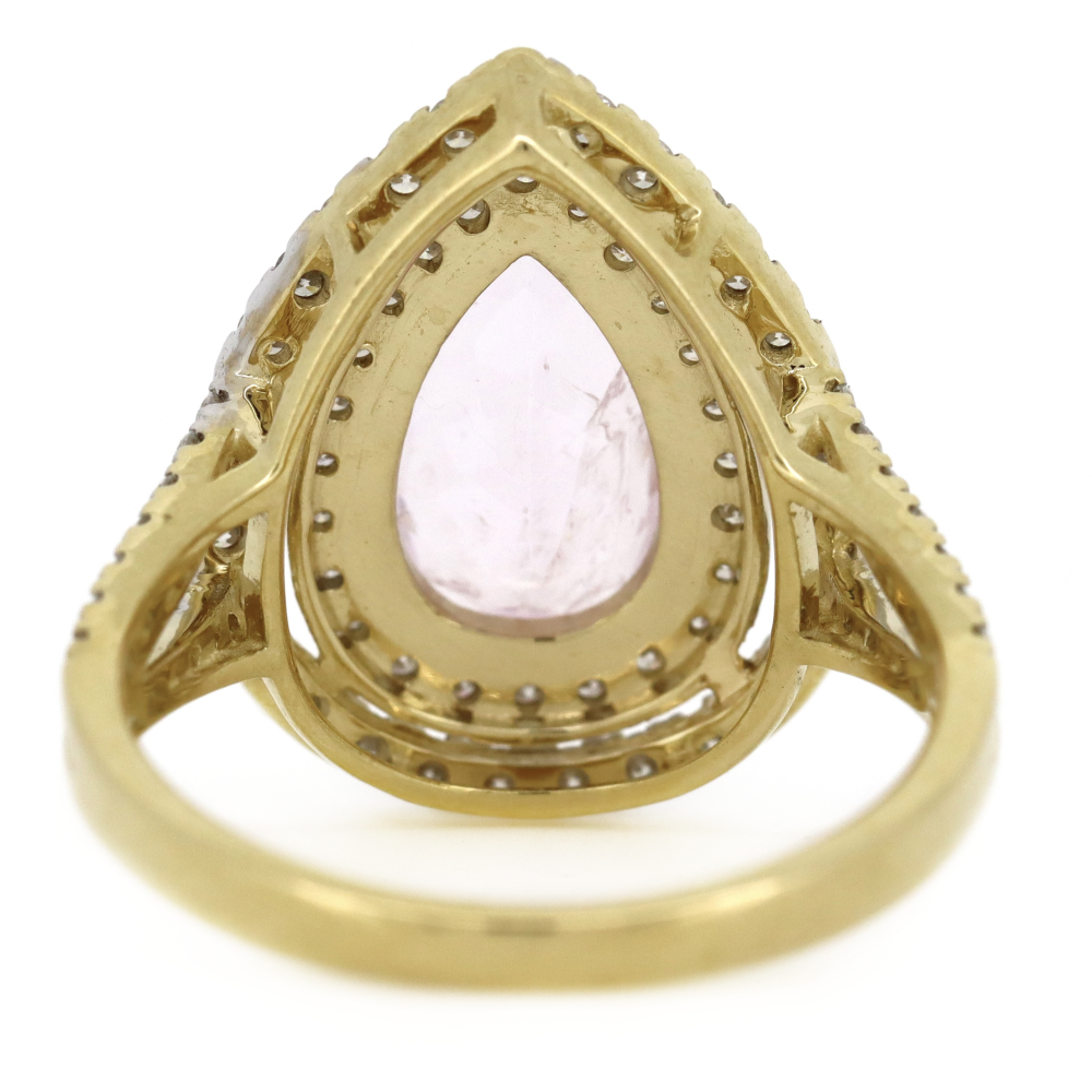 Yellow Gold Morganite & Diamond Double Halo Ring