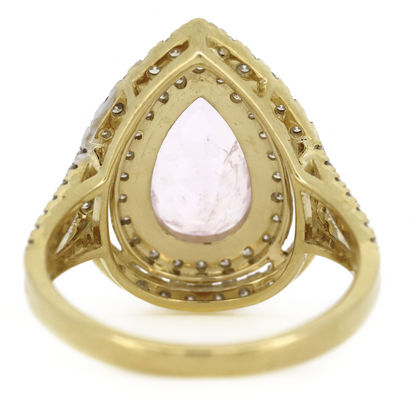 Yellow Gold Morganite & Diamond Double Halo Ring