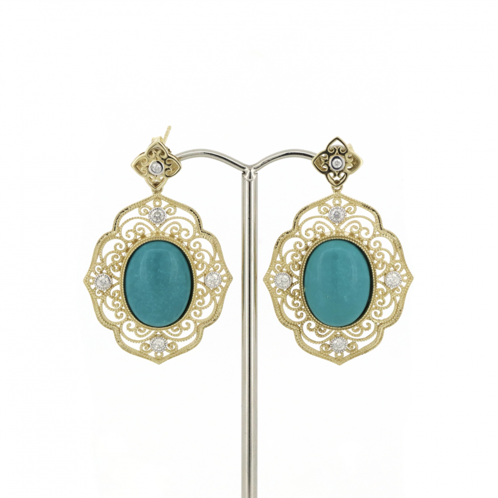 17.32ct Turquoise and Diamond Earrings