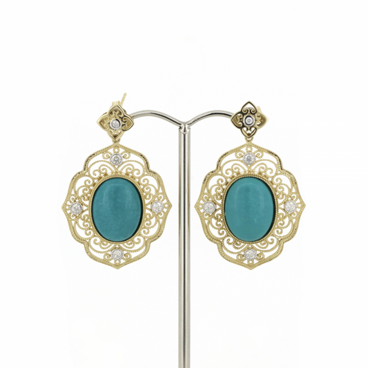 17.32ct Turquoise and Diamond Earrings