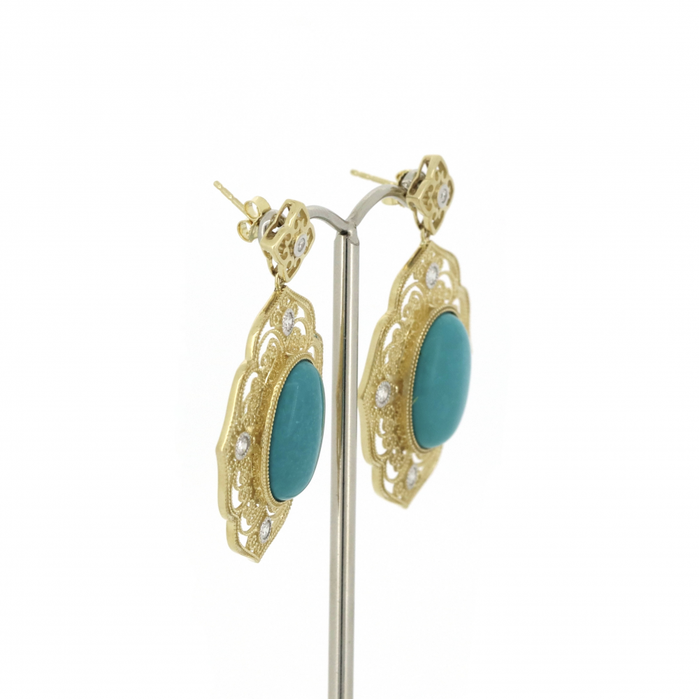 17.32ct Turquoise and Diamond Earrings