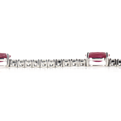 7.02ct White Gold Ruby and Diamond Line Bracelet