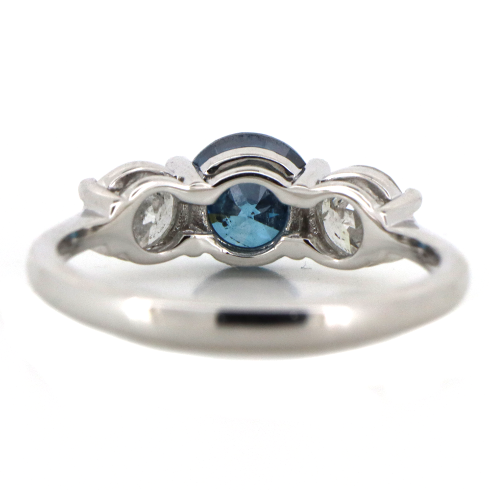 White Gold Blue Diamond Trilogy Ring