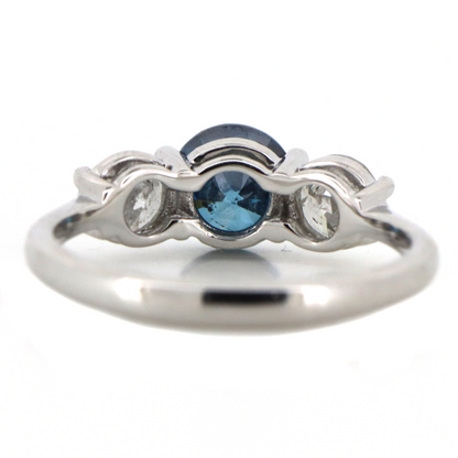 White Gold Blue Diamond Trilogy Ring