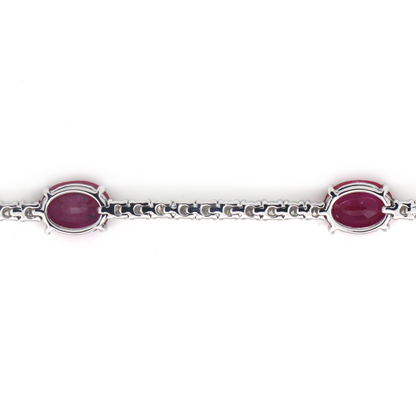 7.02ct White Gold Ruby and Diamond Line Bracelet