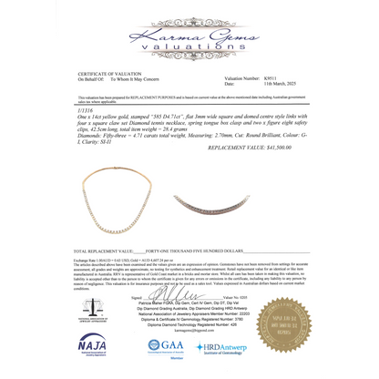 Yellow Gold Half Diamond Tennis Necklace