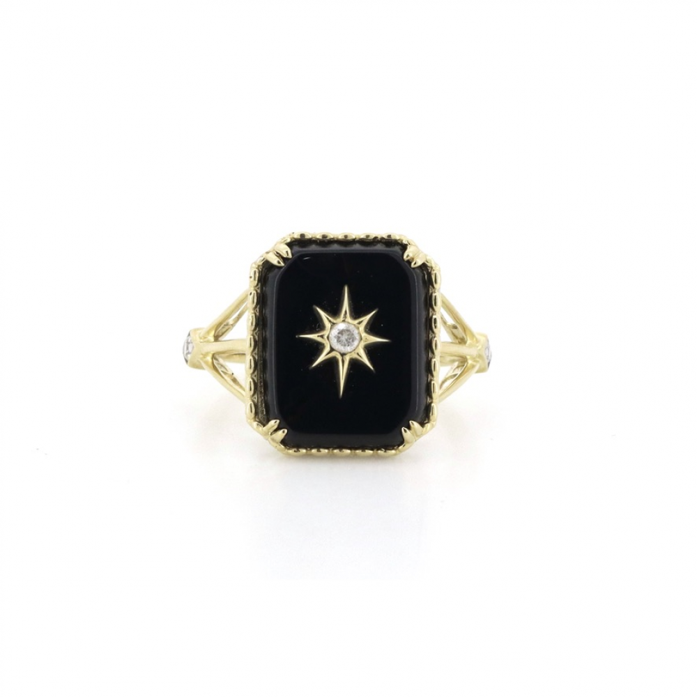 Onyx and Diamond Ring