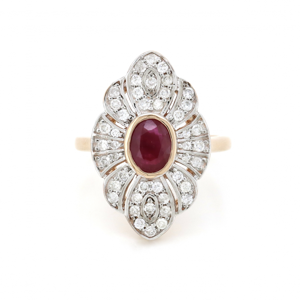 Ruby and Diamond Vintage Style Ring