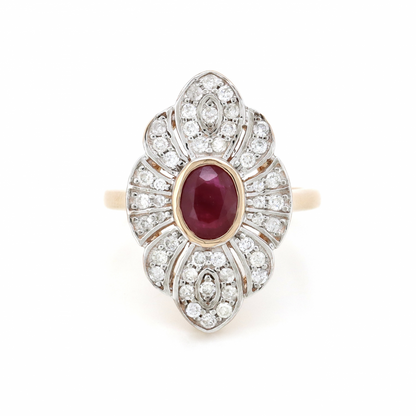 Ruby and Diamond Vintage Style Ring