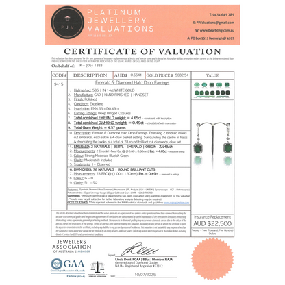 4.65ct White Gold Emerald and Diamond Drop Earrings