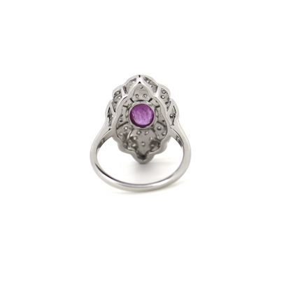 Pink Sapphire and Diamond Antique Style Ring