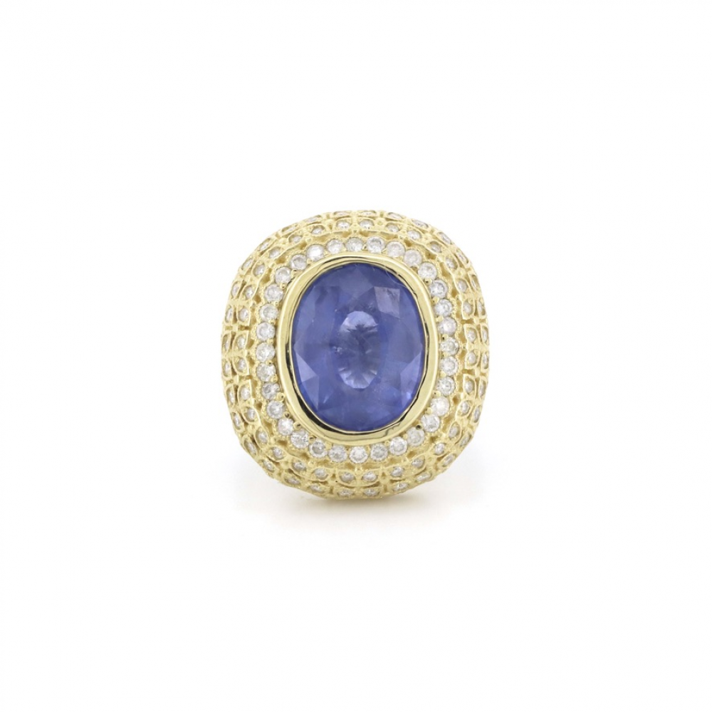 7.87ct Blue Ceylon Sapphire and Diamond Cluster Ring