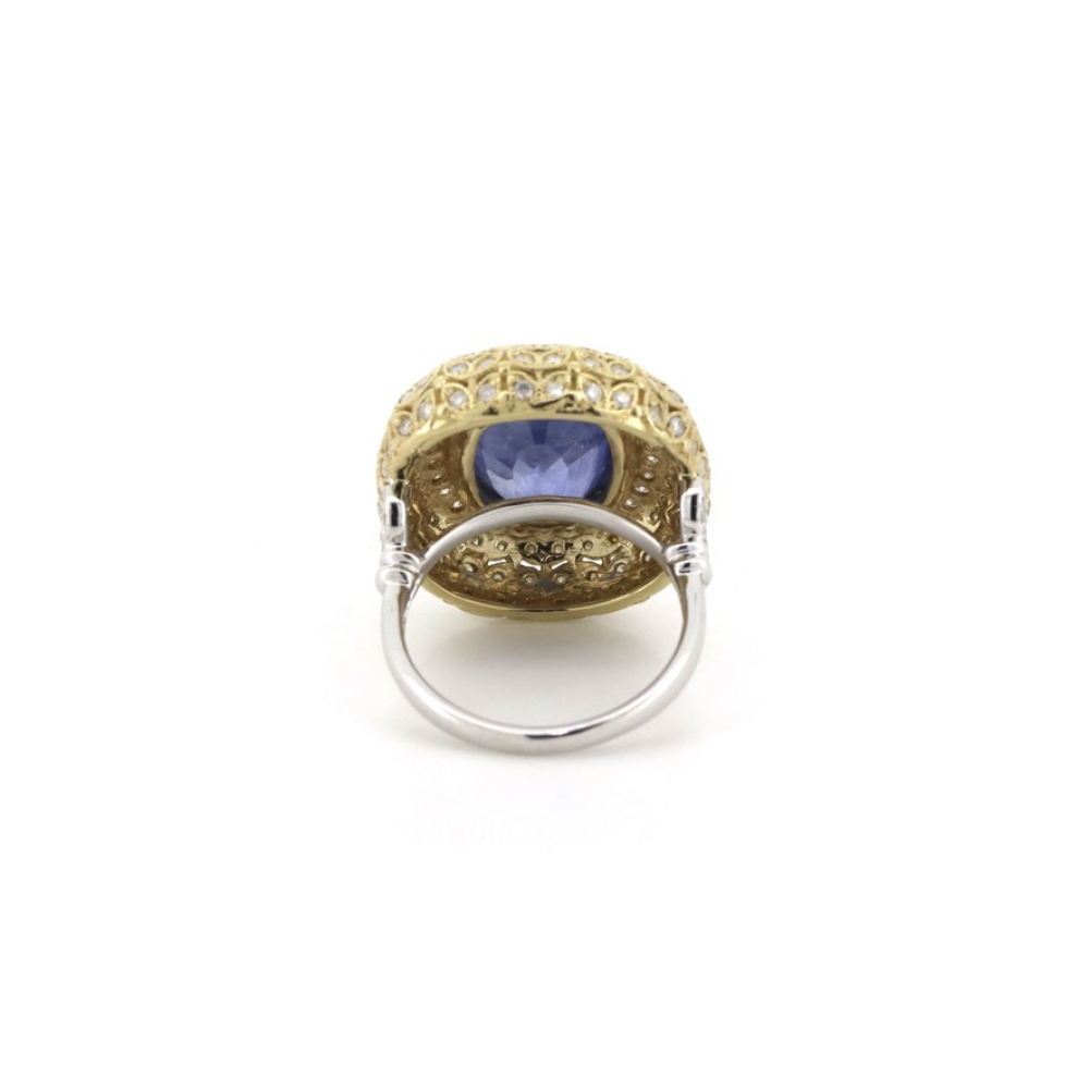 7.87ct Blue Ceylon Sapphire and Diamond Cluster Ring