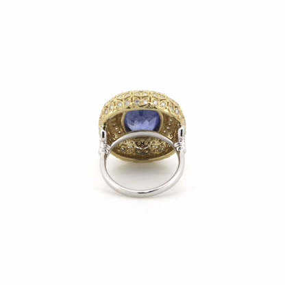 7.87ct Blue Ceylon Sapphire and Diamond Cluster Ring