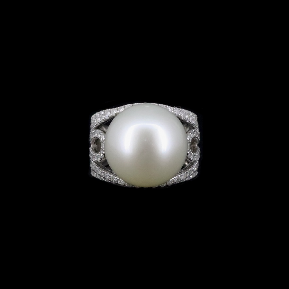 32.92ct White Cultured South Sea Pearl and Diamond Cocktail Ring