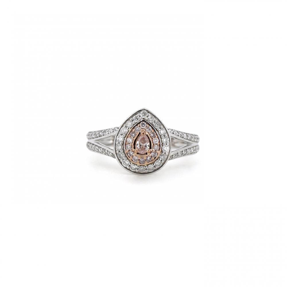 White and Rose Gold Diamond Double Halo Split Band Ring