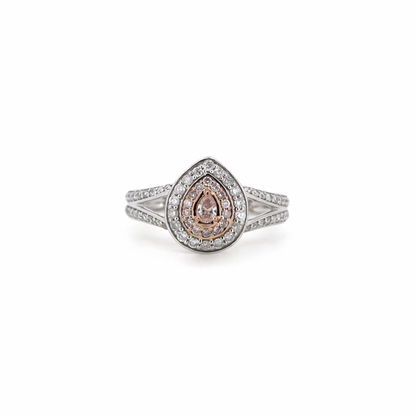 White and Rose Gold Diamond Double Halo Split Band Ring