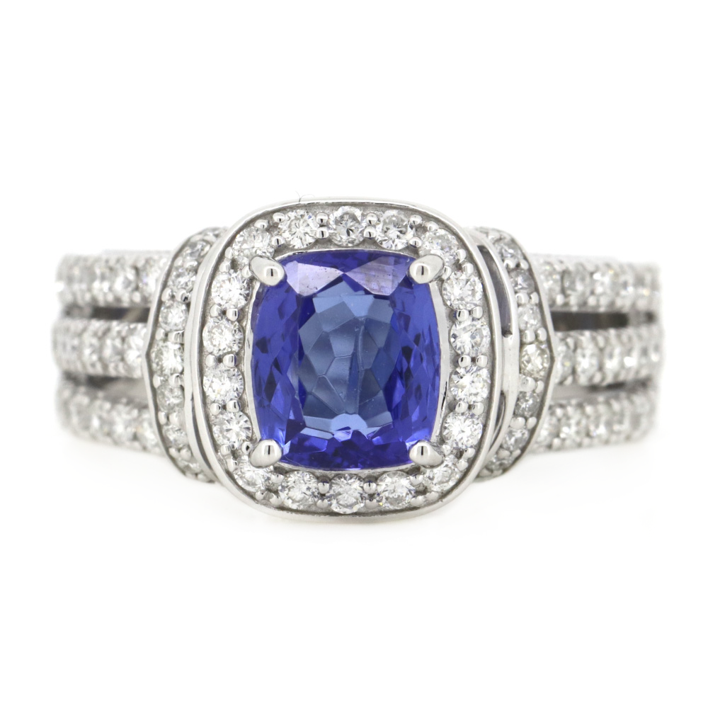 White Gold Tanzanite & Diamond Dress Ring