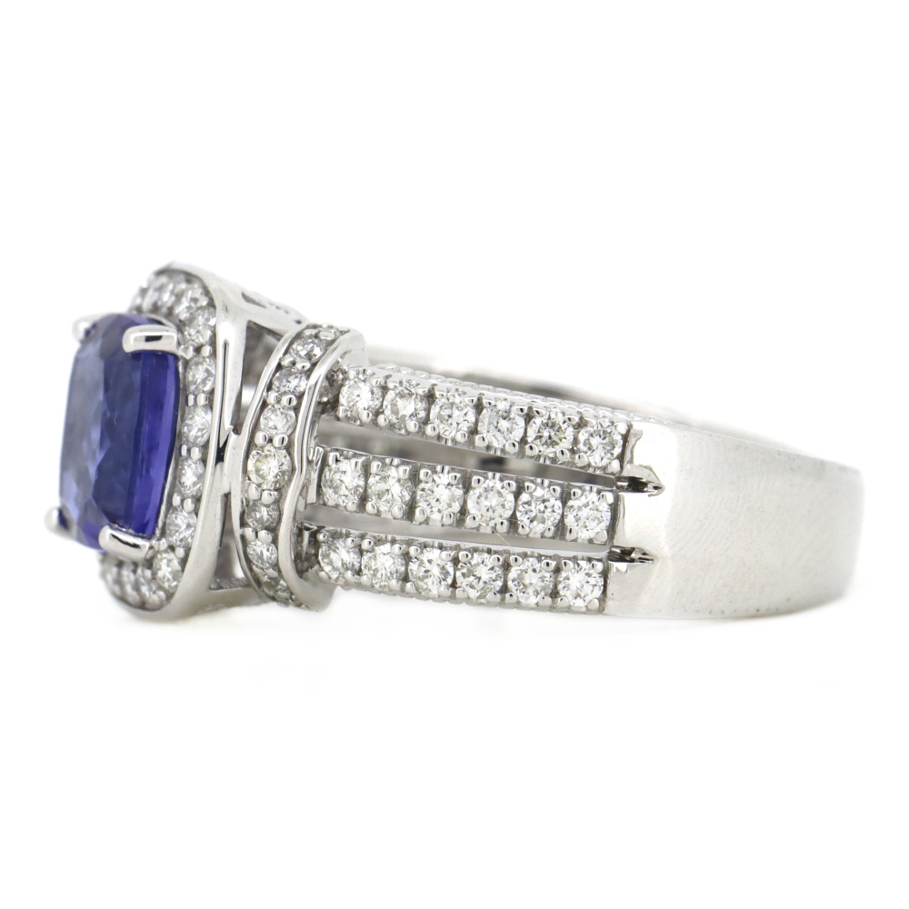 White Gold Tanzanite & Diamond Dress Ring