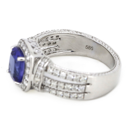 White Gold Tanzanite & Diamond Dress Ring