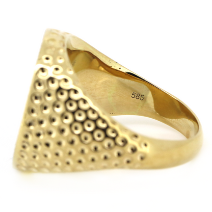 Yellow Gold Black Onyx and Diamond Gents Ring