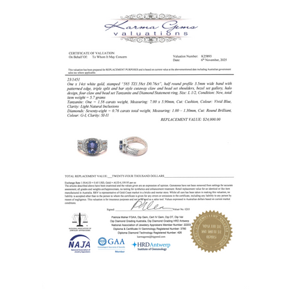 White Gold Tanzanite & Diamond Dress Ring