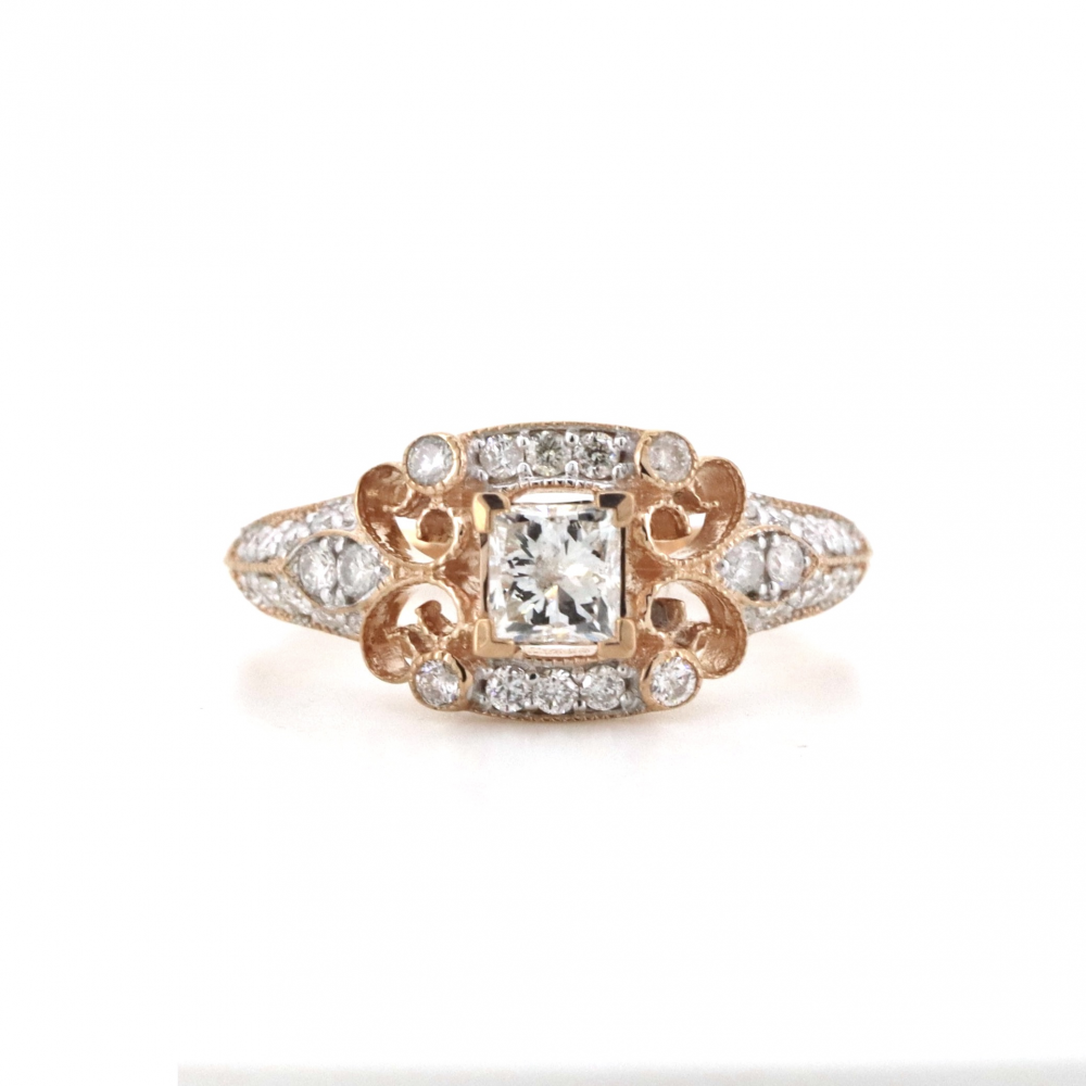 Rose Gold and Diamond Vintage Style Ring