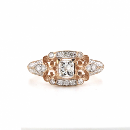 Rose Gold and Diamond Vintage Style Ring