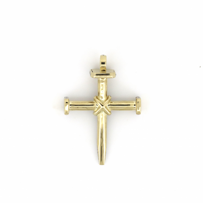 Yellow and White Gold Diamond Nail Crucifix Pendant