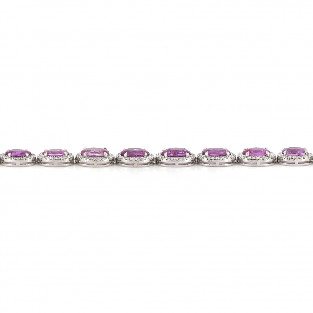 Pink Sapphire and Diamond Halo Bracelet