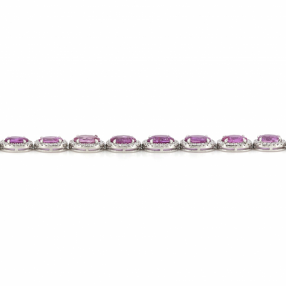 Pink Sapphire and Diamond Halo Bracelet