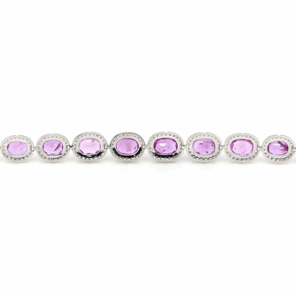 Pink Sapphire and Diamond Halo Bracelet