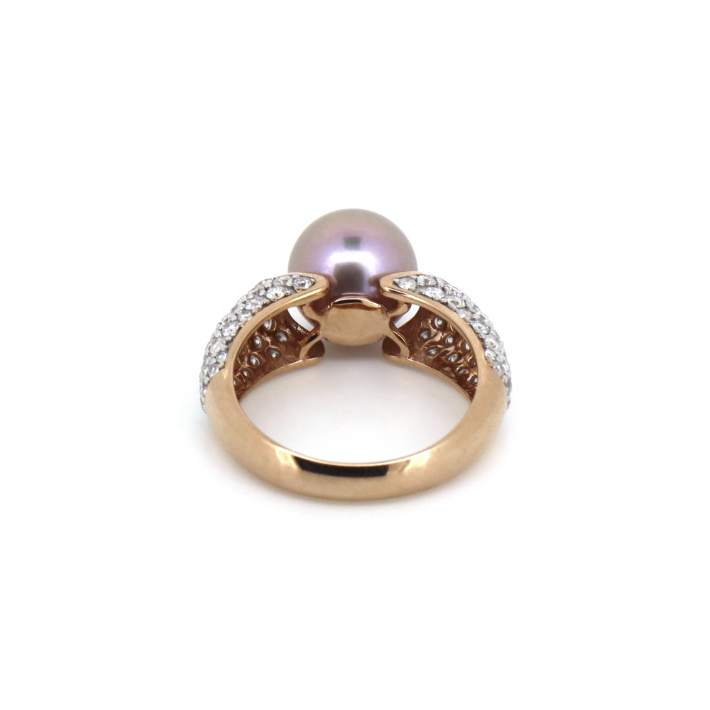 Purple Cultured South Sea Pearl and Diamond Statement Ring