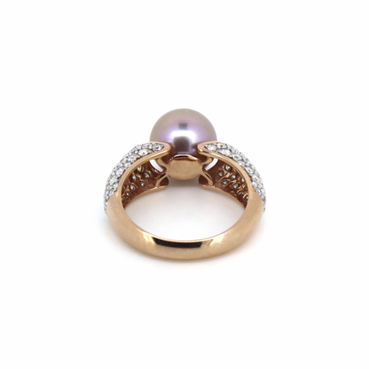 Purple Cultured South Sea Pearl and Diamond Statement Ring