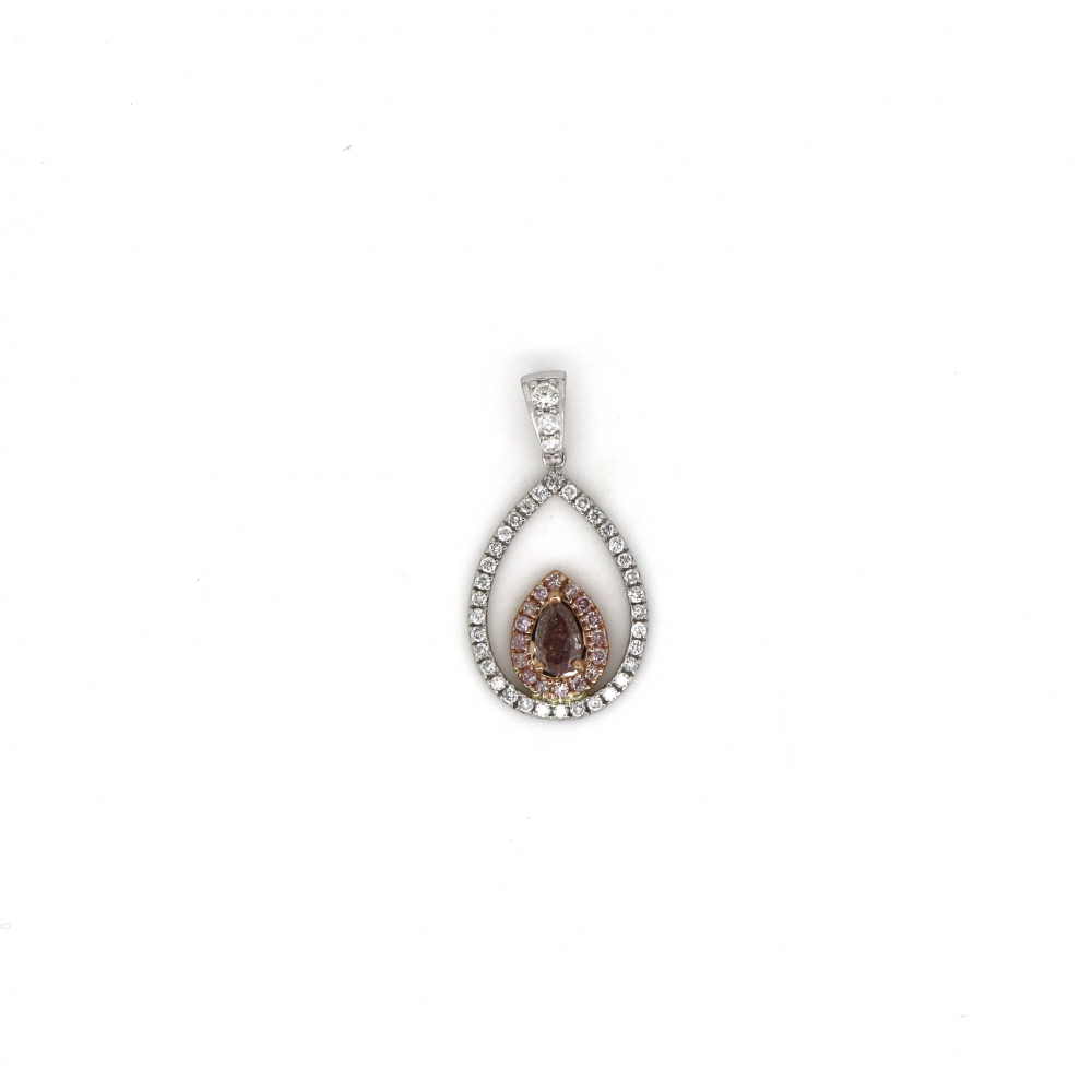 White and Rose Gold Pink Diamond Pendant