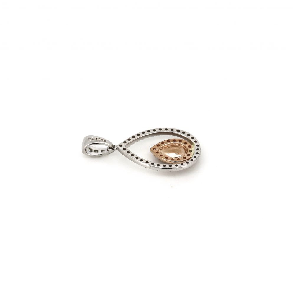 White and Rose Gold Pink Diamond Pendant