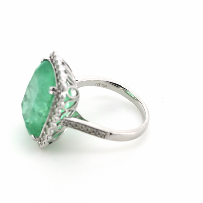 12.59ct Colombian Emerald and Diamond Halo Ring