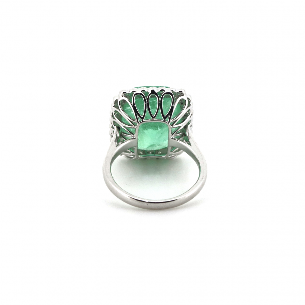 12.59ct Colombian Emerald and Diamond Halo Ring