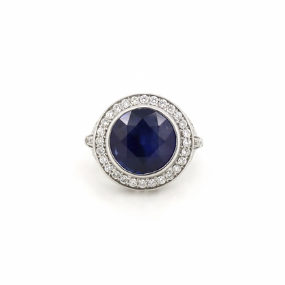 Blue Ceylon Sapphire and Diamond Cocktail Ring