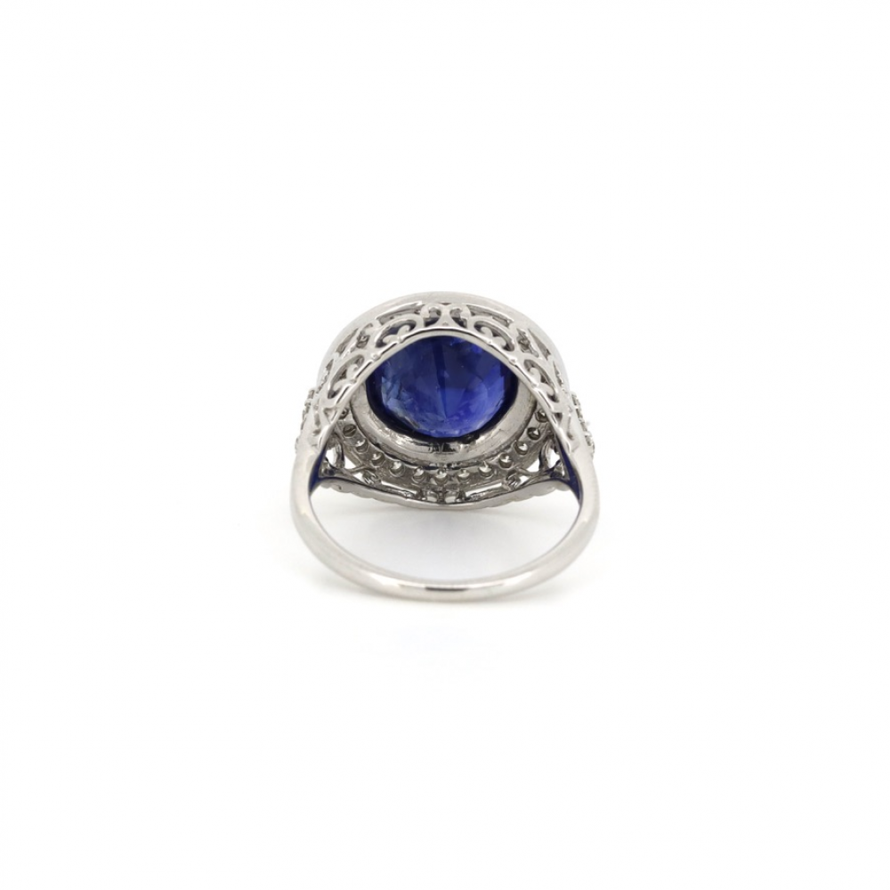 Blue Ceylon Sapphire and Diamond Cocktail Ring