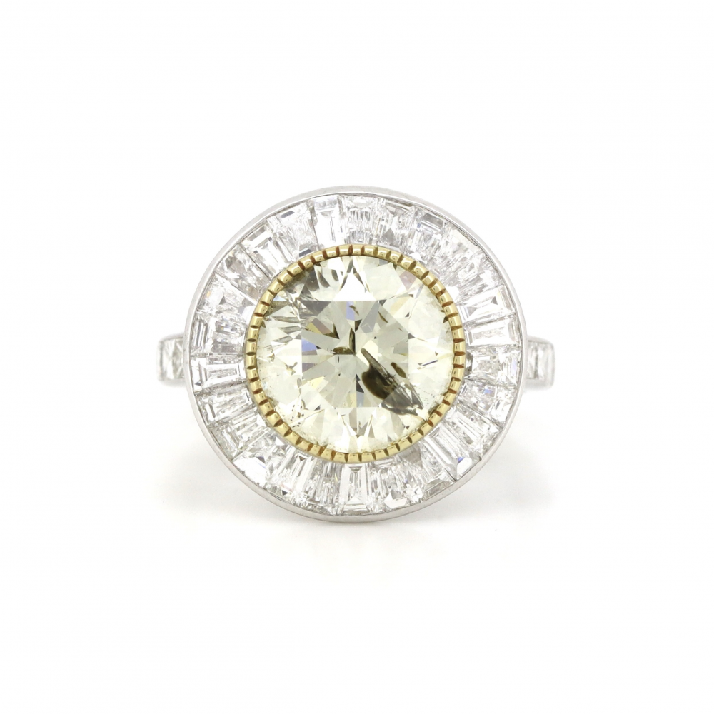 3.52ct White & Yellow Gold Fancy Yellow Diamond Cluster Ring