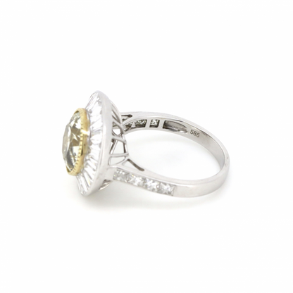 3.52ct White & Yellow Gold Fancy Yellow Diamond Cluster Ring