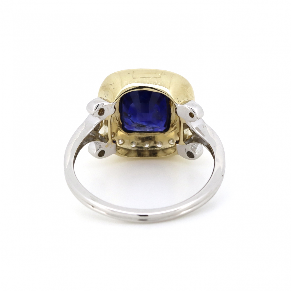 2.63ct Blue Ceylon Sapphire and Diamond Halo Ring