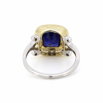 2.63ct Blue Ceylon Sapphire and Diamond Halo Ring