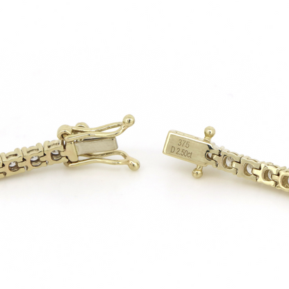 9K Yellow Gold, 2.50ct Diamond, Tennis Bracelet