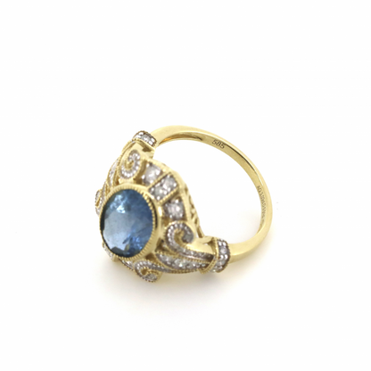 Santa  Maria Aquamarine and Diamond Antique Style Ring