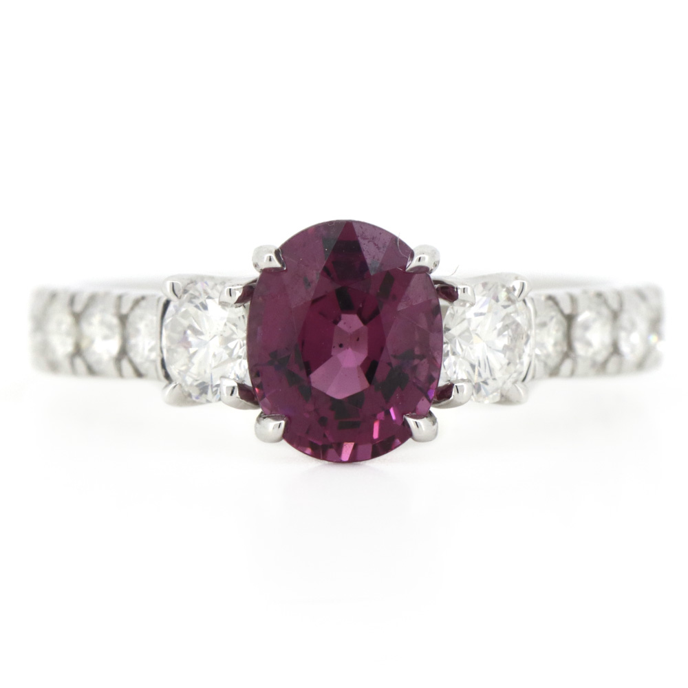 White Gold Rhodolite Garnet & Diamond Dress Ring