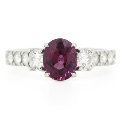 White Gold Rhodolite Garnet & Diamond Dress Ring